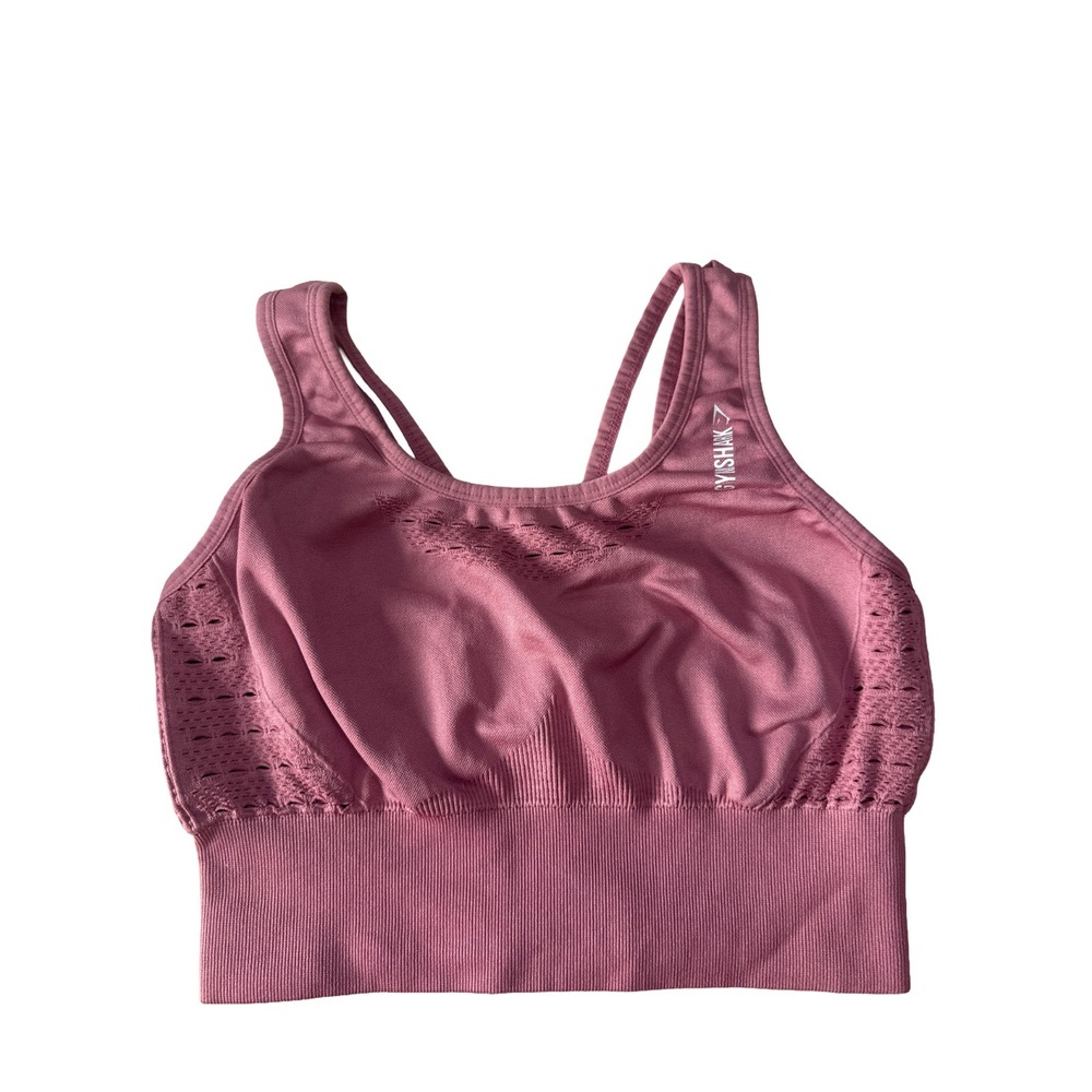 Gymshark Energy+ Seamless Sports Bra Women Small Pink Strappy Eyelet Detail